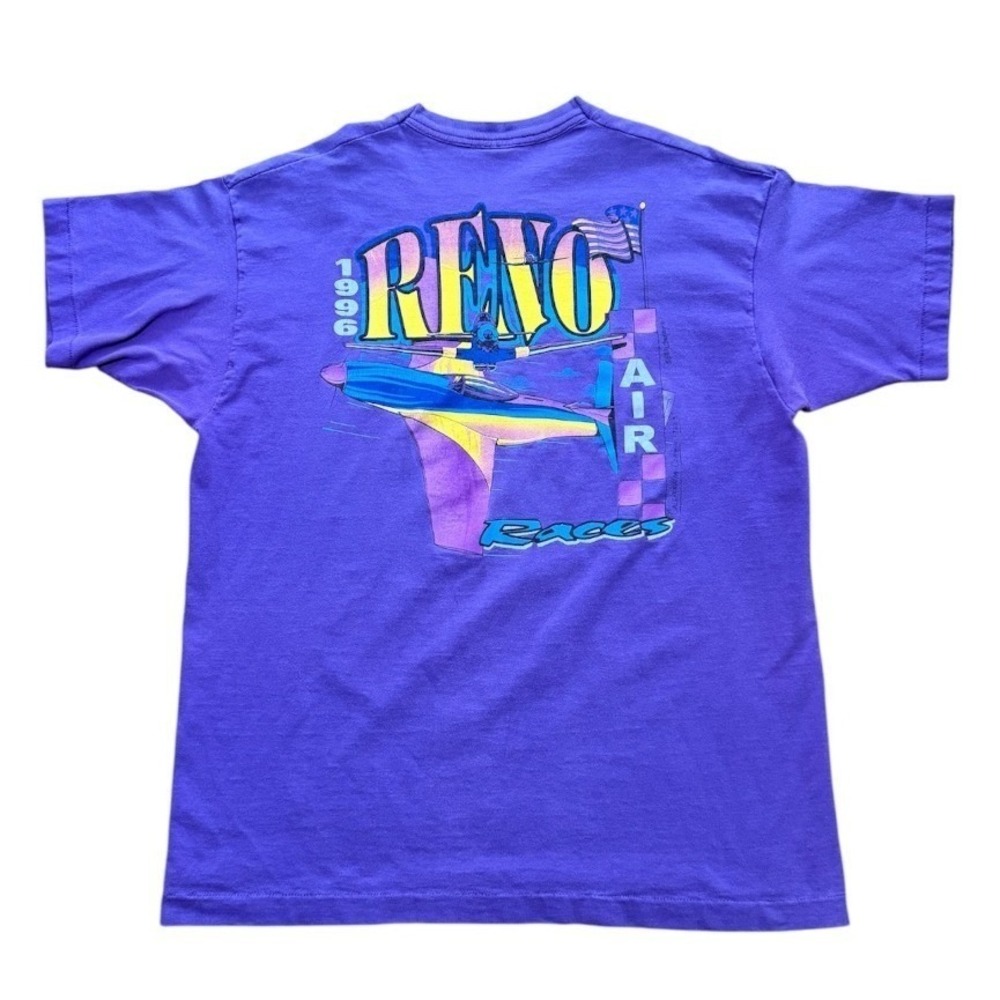 Vintage 90s Reno Air Races Airplane Pilot Jet Graphic Souvenir T-Shirt